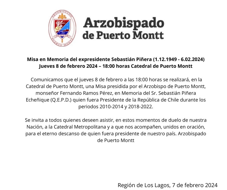 Misa en Memoria del expresidente Sebastián Piñera