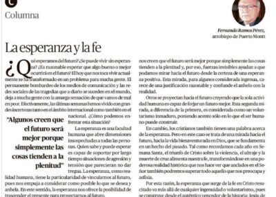 Columna Opinión Arzobispo de Puerto Montt: La esperanza y la fe