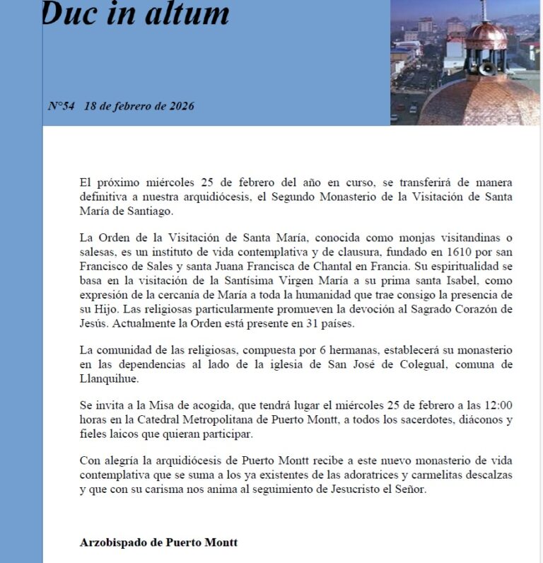 Comunicado N°54 Arzobispado de Puerto Montt