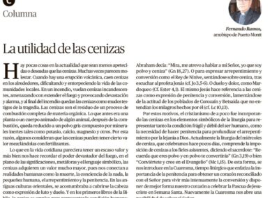 Opinión Arzobispo de Puerto Montt: La utilidad de las cenizas