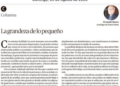 Opinión Arzobispado de Puerto Montt: La grandeza de lo pequeño