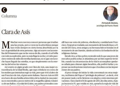 Opinión Arzobispo de Puerto Montt: Clara de Asís